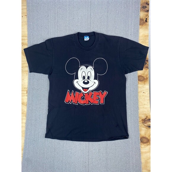 Vintage Mickey Mouse Shirt Pop Art Big Face Shadow Disney Character Fashions 80s - Picture 1 of 9
